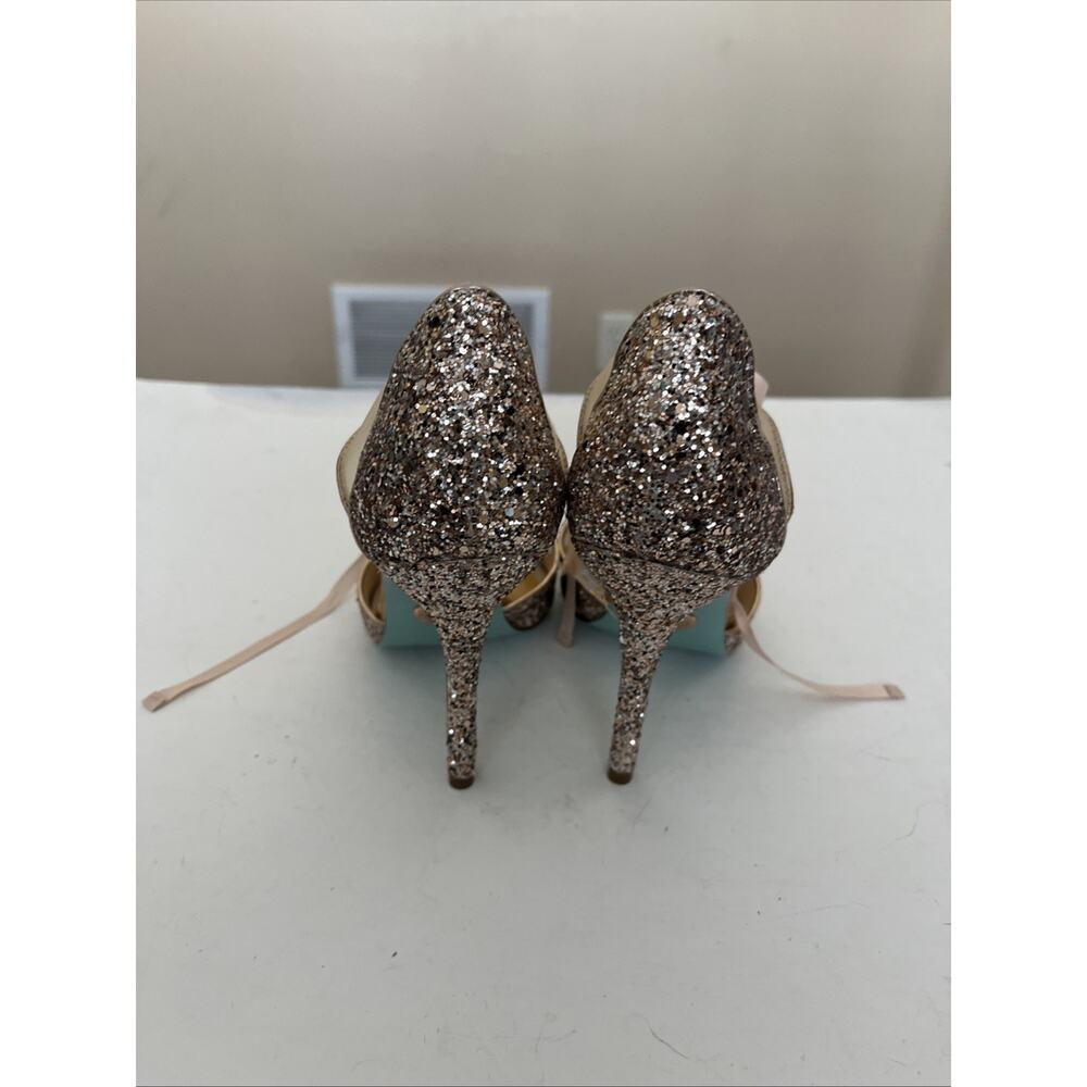 Betsey Johnson Stela Stiletto Heels Size 8.5 Champagne Glitter - Picture 5 of 7